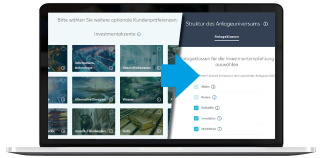 Anlageuniversum Screenansicht auf einem laptop zum Anlageuniversum