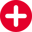 Ein weißes Kreuz auf rotem Kreis