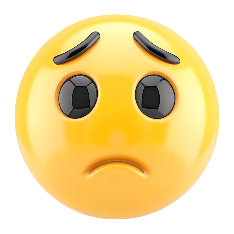 Trauriges gelbes Emoji Gesicht Ein trauriges gelbes Emoji Gesicht mit gerunzelten Augenbrauen
