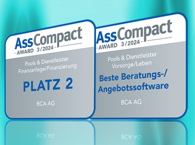 AssCompact Award 2024: BCA AG belegt erneut 2. Platz im Bereich Finanzanlage/Finanzierung