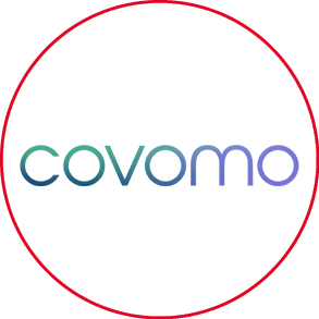 Covomo Firmenlogo in einem roten Kreis