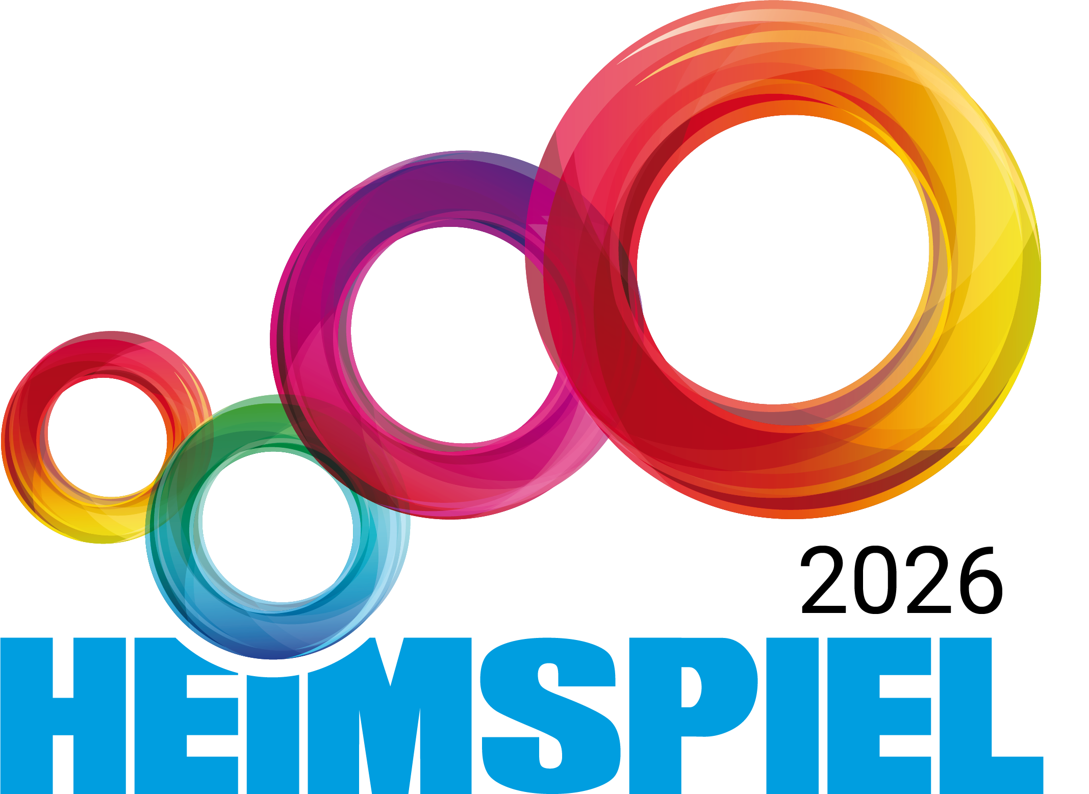 Ein Logo mit bunten Ringen und Text