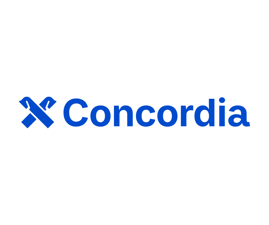 Concordia Logo, blaues Logo mit Text