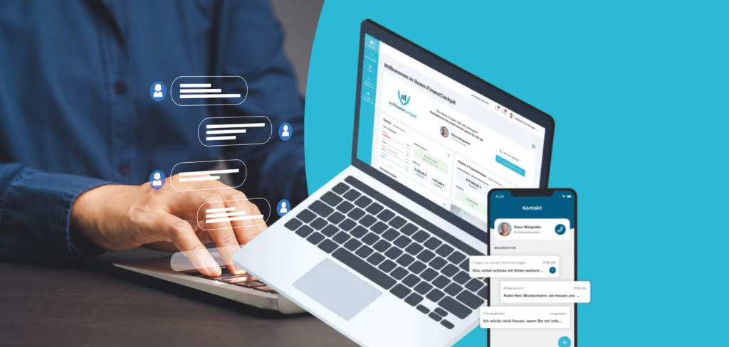 Ein Mann sitzt an einem Laptop und einem Smartphone.
