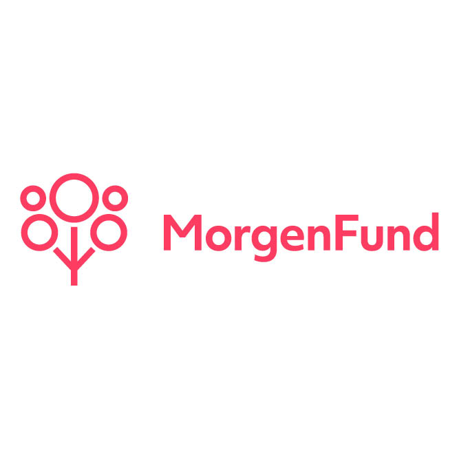 Ein Logo mit roten Kreisen und MorgenFund Schriftzug