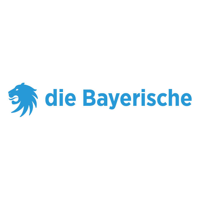 Blaues Logo von Die Bayerische mit einem Löwenkopf
