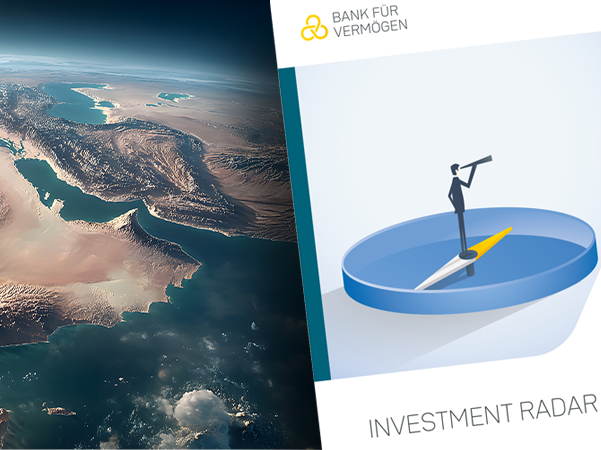 Ein Kompass zeigt auf Investitionen hin, ein Bild der Erde im Hintergrund