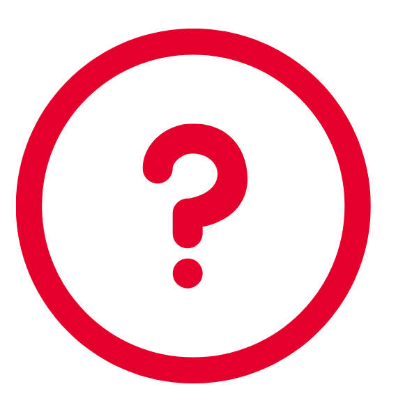 Ein rotes Fragezeichen in einem roten Kreis auf weißem Hintergrund. Symbol für eine Frage oder Unklarheit.