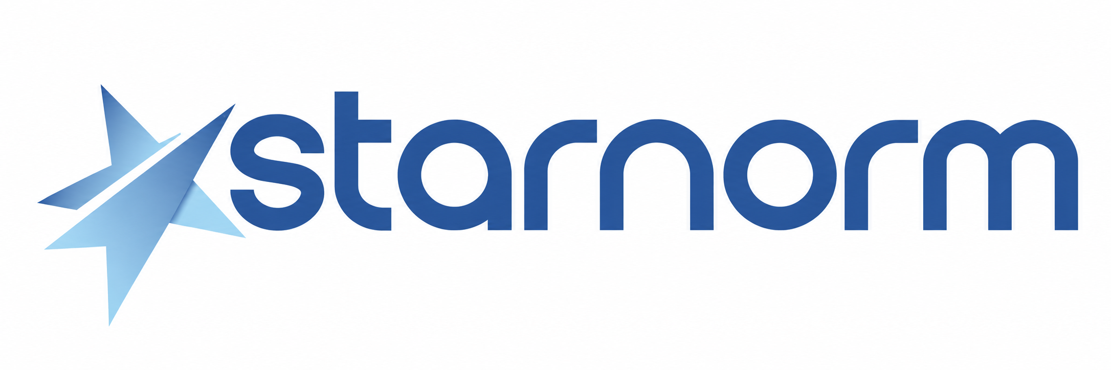 Das Starnorm-Logo zeigt einen blauen Kompass-Stern neben dem Firmennamen. Die Darstellung ist klar und modern auf weißem Hintergrund.